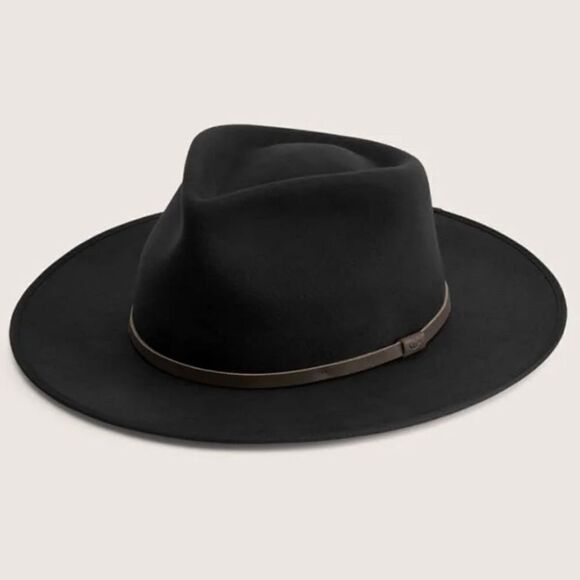 NWT New Will + Bear Calloway Black Wide Brim 100% Australian Wool Hat/Fedora S - Picture 1 of 16
